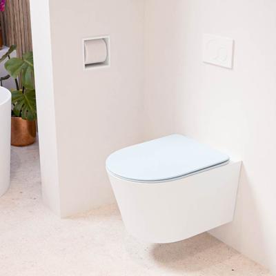 Wandcloset Mondiaz Lavie | Zonder spoelrand | Incl.Toiletzitting-Clay | Keramiek | Talc (wit mat)