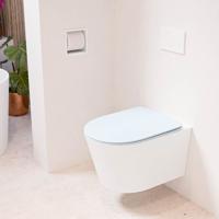 Wandcloset Mondiaz Lavie | Zonder spoelrand | Incl.Toiletzitting-Clay | Keramiek | Talc (wit mat)
