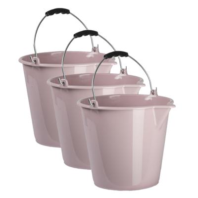 Emmer - 3x stuks - oud roze - 9 liter - schoonmaak emmer - met schenktuit