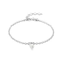 Armband Ankerschakel zilver-zoetwaterpasrel 16-19 cm