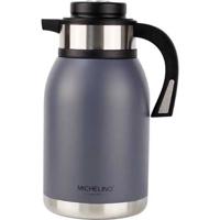 Michelino 54539 - Thermosfles 2 liter - dubbelwandig - drankendispenser - geïsoleerde kan - koffie thee theepot - grijs - thumbnail