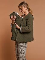 Evolutieve gewatteerde jas met zwangerschaps- en postzwangerschapsbeschermer ENVIE DE FRAISE in katoenen gaas kaki