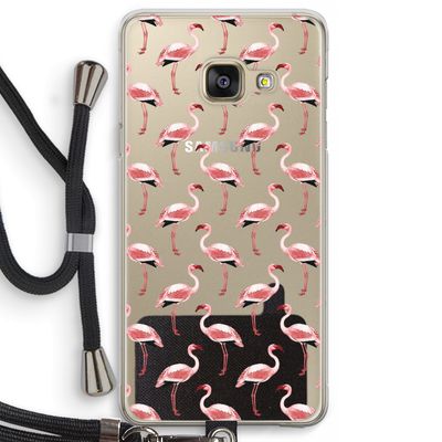 Flamingoprint groen: Samsung Galaxy A3 (2016) Transparant Hoesje met koord