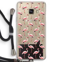 Flamingoprint groen: Samsung Galaxy A3 (2016) Transparant Hoesje met koord