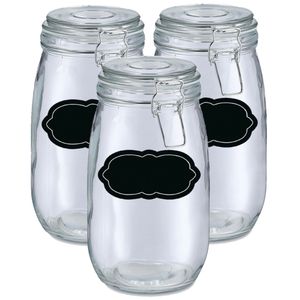 Weckpot/inmaakpot - 6x - 1.4L - glas - met beugelsluiting - incl. etiketten