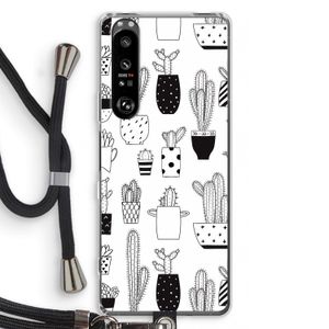 Cactusmotief: Sony Xperia 1 III Transparant Hoesje met koord