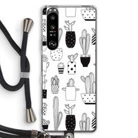 Cactusmotief: Sony Xperia 1 III Transparant Hoesje met koord