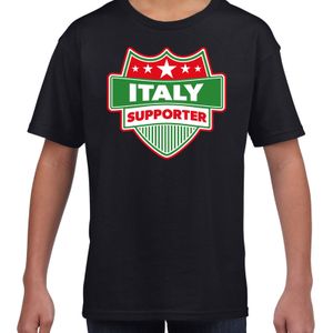 Italy / Italie schild supporter t-shirt zwart voor kinderen