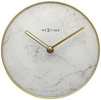 NeXtime NE-5222WI - Tafelklok - Ø 20 Cm - Glas / Metaal - Wit - &apos;Marble&apos;