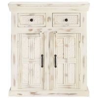 The Living Store Dressoir Hout - Wit - 65x30x75 cm - Met 2 lades en 2 deuren