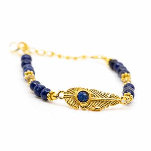 Edelsteen Armband Lapis Lazuli met Veer (20 cm)