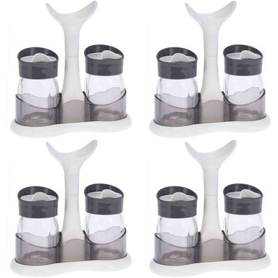 8x Stuks Setje van peper en zout vaatjes/strooiers - 3 Delig - wit - 80 ml