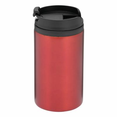 Thermosbeker/warmhoudbeker Koffie To Go - metallic rood - 290 ml - dubbelwandig - met schroefdop