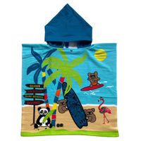 Bad cape/poncho voor kinderen dierenprint 60 x 120 cm microvezel - Badcapes - thumbnail