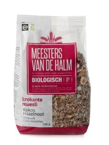 De Halm Krokante muesli kokos hazelnoot bio (500 gr)
