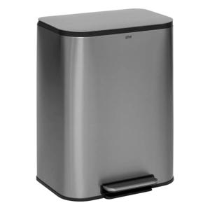 Prullenbak/pedaalemmer Norvik - mat zilver - rvs metaal - 50 liter - 45 x 35 x 61 cm - keuken