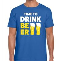 Time to drink Beer - tekst t-shirt - blauw - voor heren - Thema feest shirts - BIER Drinken