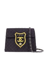 CHANEL Pre-Owned sac porté épaule en jean à patch logo (2005) - Noir