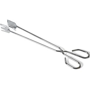 Barbecuetang/vleestang RVS zilver met vork/lepel kartelrand 35 cm   -