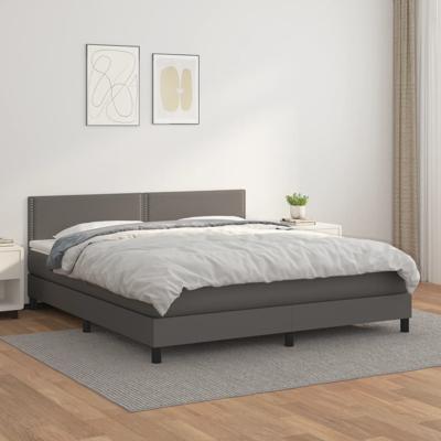 Boxspring met matras kunstleer grijs 180x200 cm