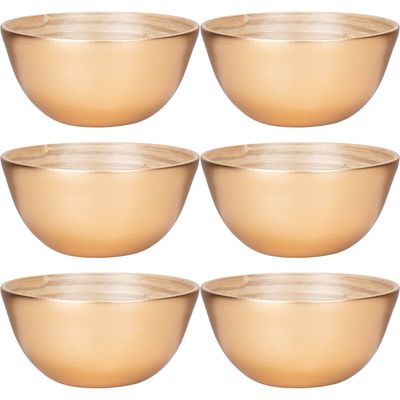 Schaaltje/kommetje - 6x - goud - bamboe - D14 cm x H7 cm