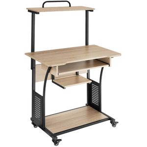 tectake® - verrijdbaar Bureau Fife 80x65,5x130,5cm - industrieel lichtbruin - 404727