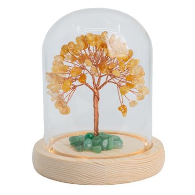 Edelsteen Boompje Zelfvertrouwen Citrien met Groene Aventurijn in Glas