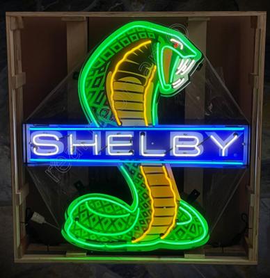 Shelby Cobra Snake Neon Verlichting XL Metalen Bak 90 x 120 cm - Groen, Geel, Wit, Blauw