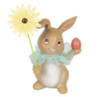 Clayre & Eef Multi Decoratie konijn met bloem 11*9*15 cm 6PR3133 - thumbnail