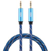 EMK 3 5 mm Male-Male grid nylon gevlochten audio kabel voor spreker/notebooks/koptelefoon lengte: 0 5 m (blauw)