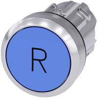 Siemens 3SU10500AB500AR0 3SU1050-0AB50-0AR0 Druktoets Metalen frontring, Hoogglans, Rond Knop Zilver, Blauw 1 stuk(s)