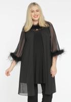 Yoek Vest met veren | Zwart | Maat 58/60 Yoek Vest met veren | Zwart | Maat 58/60