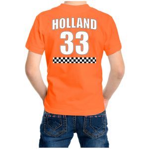 Oranje t-shirt met nummer 33 - Holland / Nederland race fan shirt voor kinderen