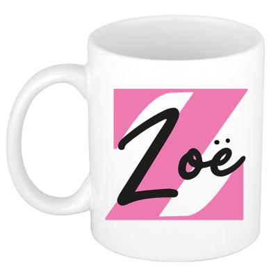 Naam mok Zo? - roze - wit - keramiek - 300 ml - verjaardag/cadeau beker