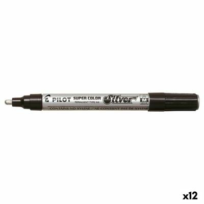 Permanente markeerstift Pilot Wegwerpbaar Zilverkleurig (12 Stuks)