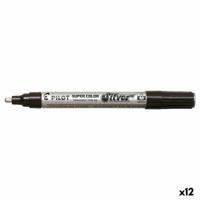 Permanente markeerstift Pilot Wegwerpbaar Zilverkleurig (12 Stuks)