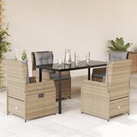 5-delige Tuinset met kussens poly rattan beige