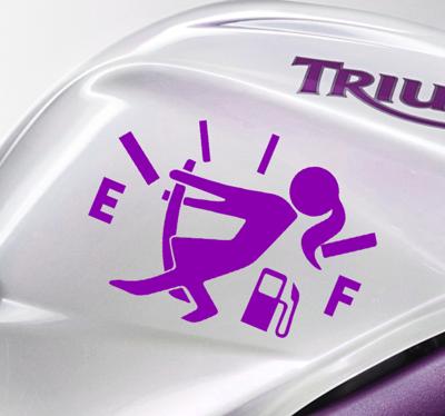 Lege brandstof vrouw motorfiets stickers