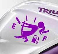 Lege brandstof vrouw motorfiets stickers