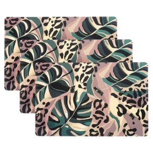 Placemat/onderlegger - 6x - Monstera bladeren - 44 x 28 cm - tafeldecoratie