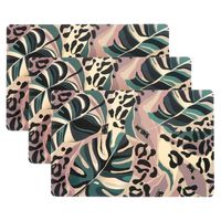 Placemat/onderlegger - 6x - Monstera bladeren - 44 x 28 cm - tafeldecoratie - thumbnail