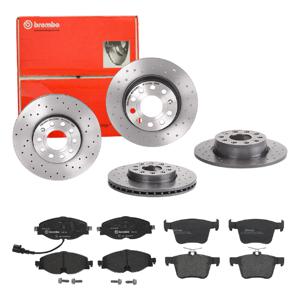 Remmenset, remschijf BREMBO, Remschijftype: Geperforeerd, Inbouwplaats: Achteras: , u.a. für VW, Seat, Audi, Skoda