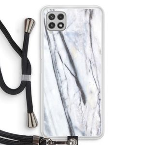 Gestreepte marmer: Samsung Galaxy A22 4G Transparant Hoesje met koord