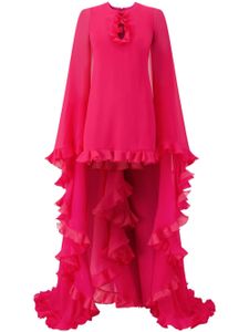 Giambattista Valli robe-cape en soie à volants - Rose