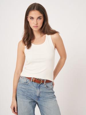 Fijn ribgebreid jersey top