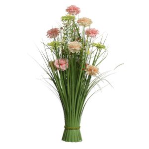 Kunstgras boeket bloemen - anjers - roze tinten - H70 cm - lente boeket   -