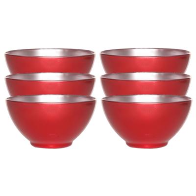 Flashy keuken schaaltjes - 6x - rood/zilver - 50 CL - D13 cm - diepe schaaltjes
