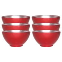 Flashy keuken schaaltjes - 6x - rood/zilver - 50 CL - D13 cm - diepe schaaltjes