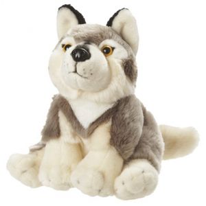 Pluche zittende wolf 18 cm