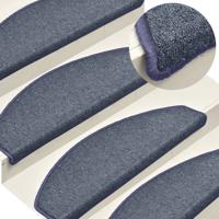 VidaXL Trapmatten 15 st 65x24x4 cm donkergrijs en blauw halfrond groot
